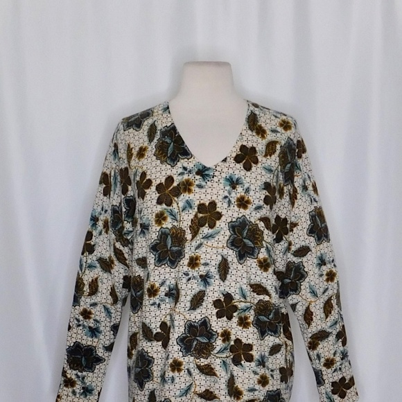 GARNET HILL Cashmere Floral V Neck Sweater Pullover Dolman Knit Cottage Small - Picture 4 of 12